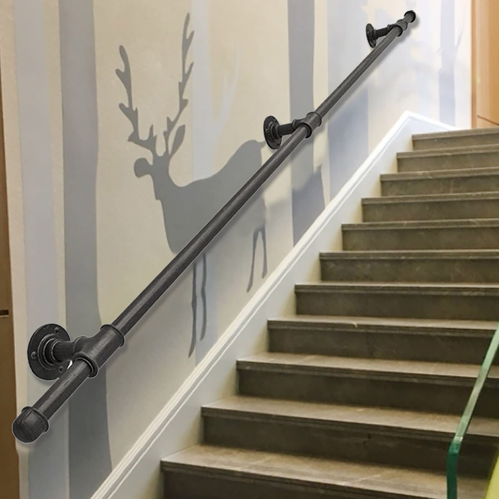 Tige de support murale en fer forgé haut de gamme pour marches