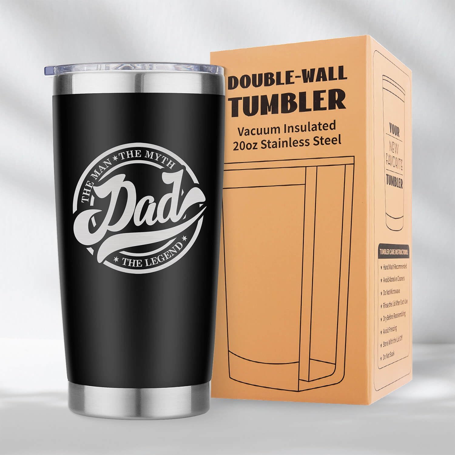 Gifts for Dad from Daughter Son - Dishwasher Safe "Best Dad Ever" Gift for Christmas Birthday Fathers Day - Laser Engraved Dad Cup Mug Tumbler with The Man The Myth The Legend, 20 oz Stainless Steel - Image 7