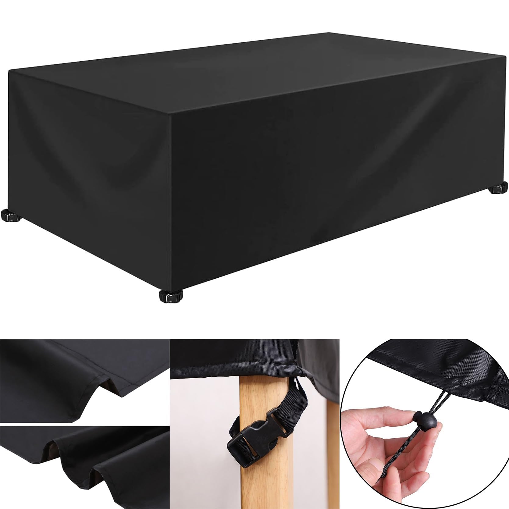 18meng Art Housses Pour Mobilier De Jardin 240x160x85cm Argent Housse Table De Jardin, Étanche