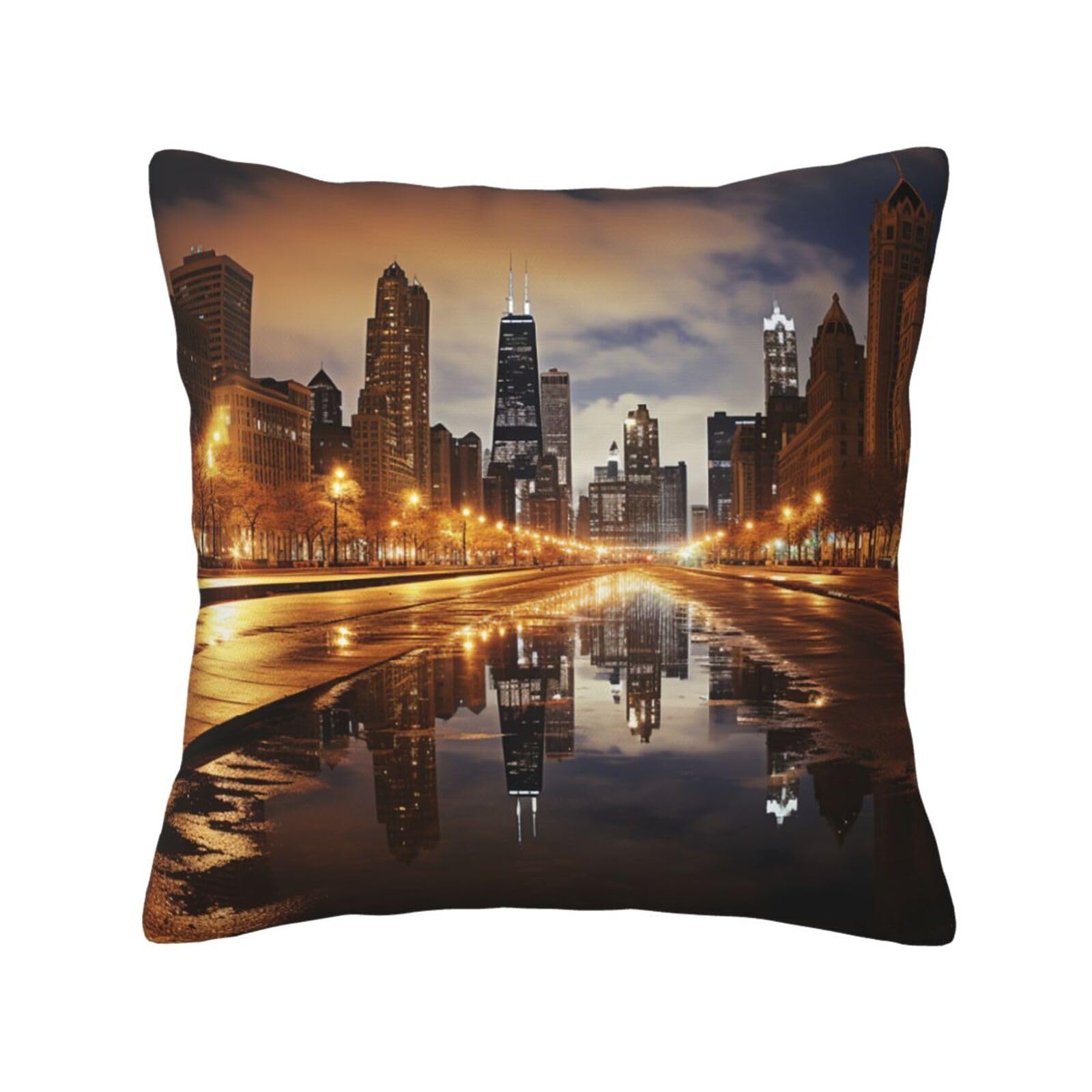 FodPand Chicago Throw Pillow Covers 16"X16" Super Soft Cozy Pillows Case Morden Decorative Cushion Cover for Sofa Couch Bed Home Decor