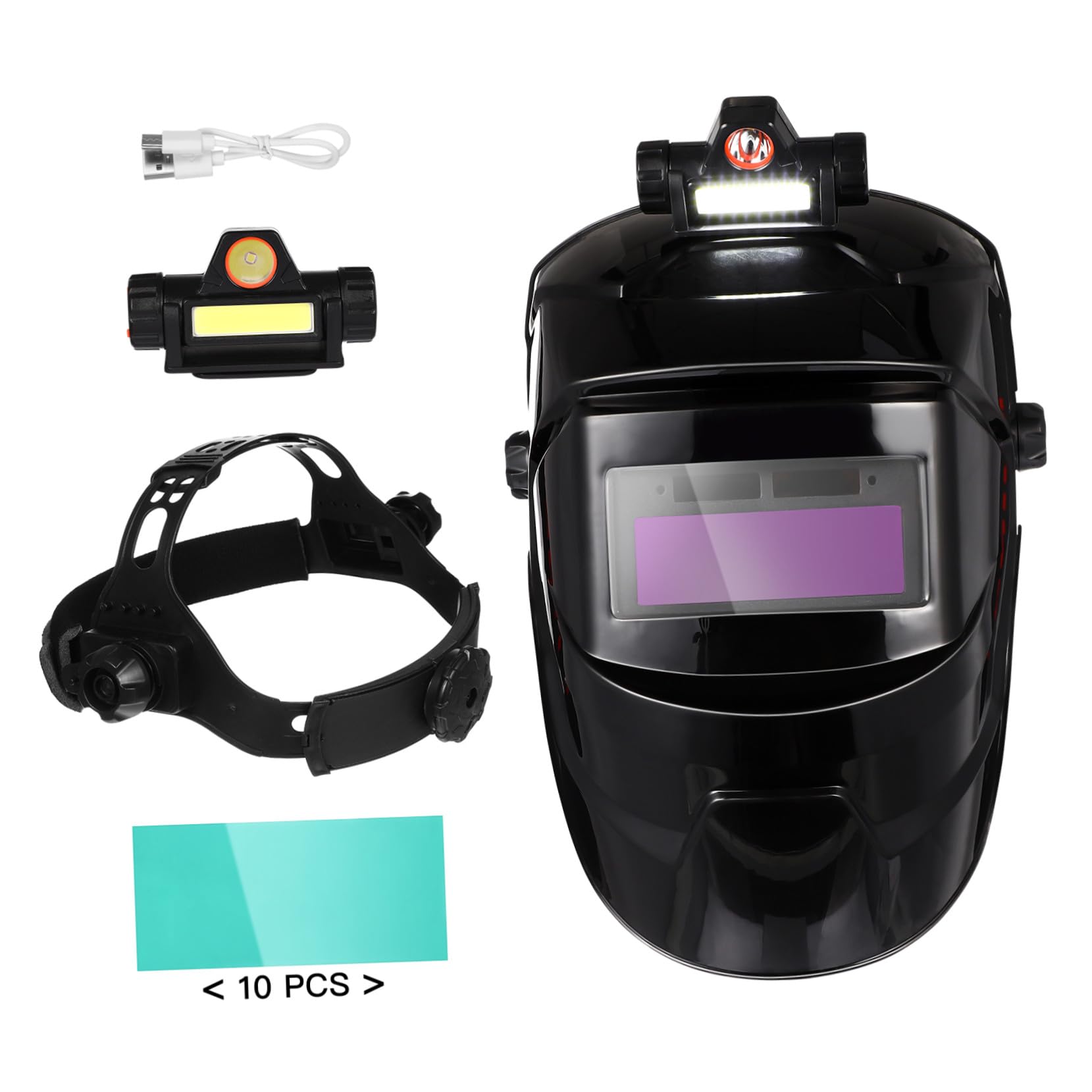 Maschera di Protezione per Saldatura Autoscurante Pp Nero | Schermo Ampio, Regolazione a Rotella, 8 Livelli di Oscuramento, per Taglio e Saldatura
