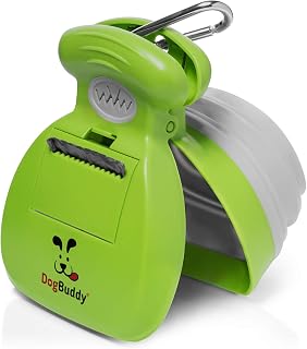 DogBuddy Portable Pooper Scooper for Small & Large Dogs - Bag Dispenser, Leash Clip, Waste Bags Included (Medium, Kiwi)