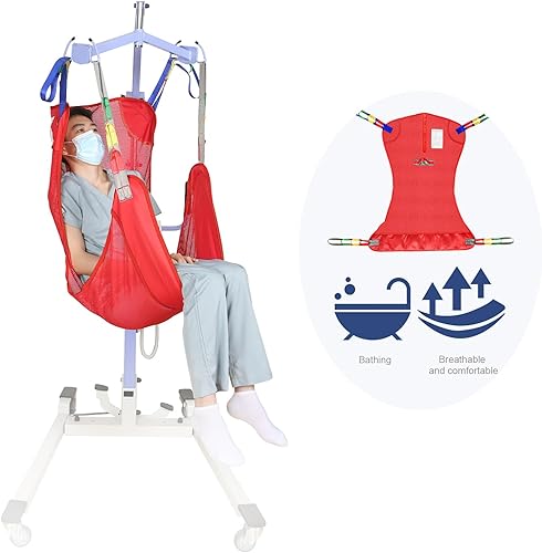 Miniatura 10 de Eslinga universal de elevación de paciente de cuerpo completo, tela de malla para pacientes y ayudas de baño, capacidad de peso de 500 libras