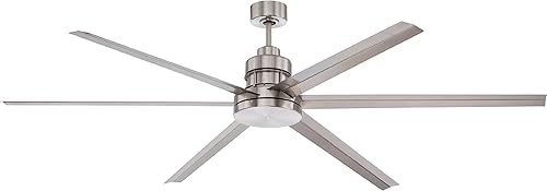 Miniatura 1 de Craftmade Ventilador de techo al aire libre con control remoto MND72BNK6 Mondo 72 pulgadas de metal grande 6 aspas ventilador industrial para patio,