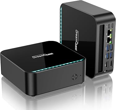 DreamQuest Mini PC Ryzen 5 7430U 6C/12T 16GB RAM 512GB SSD Windows 11 Pro | Mini Desktop Computer with Triple 4K Display Type C USB 3.2 Dual LAN WiFi 6 Bluetooth 5.3 for Home Office and Light Gaming