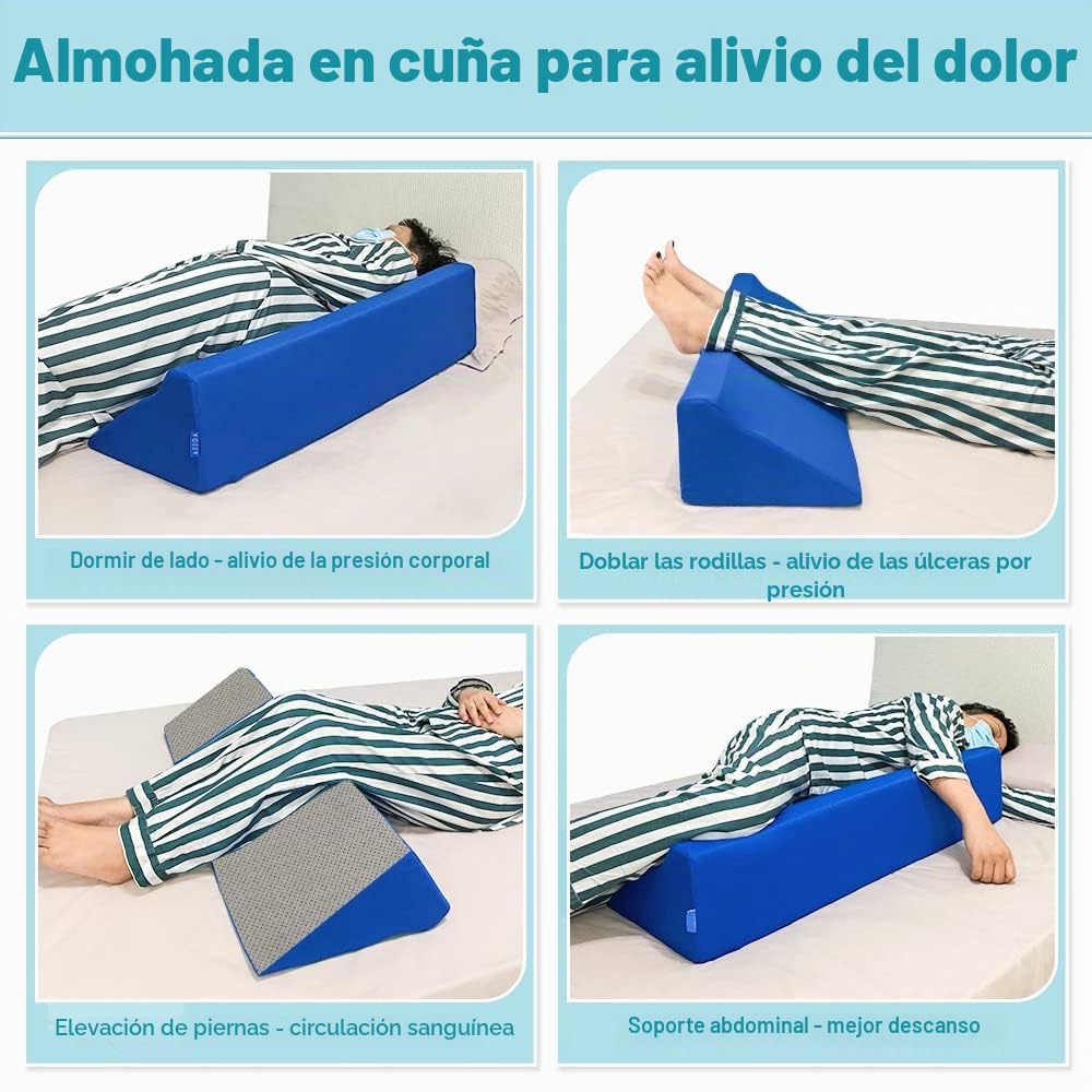 AOSSA Almohada de cuña para dormir, cuñas de posicionamiento corporal de espuma para adultos en cama, cojín inclinado de 86 cm de largo para úlceras por presión, tratamiento de escaras, almohada de