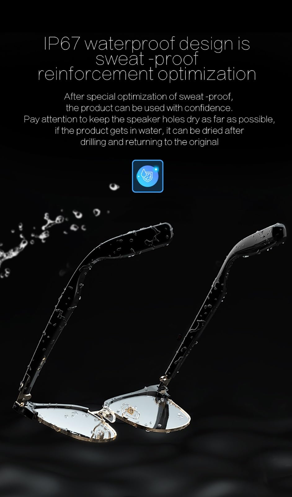 5.3 Occhiali intelligenti accoppiati Bluetooth IP67 Impermeabili per chiamate in vivavoce e musica Occhiali da sole con protezione UV esterna...