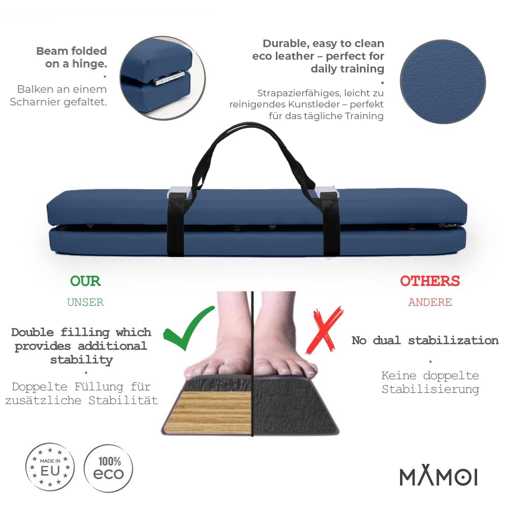MAMOI Barra de Gimnasia para niños, 200 cm, Acolchada, Antideslizante, Plegable, Equipo de Gimnasio para niños