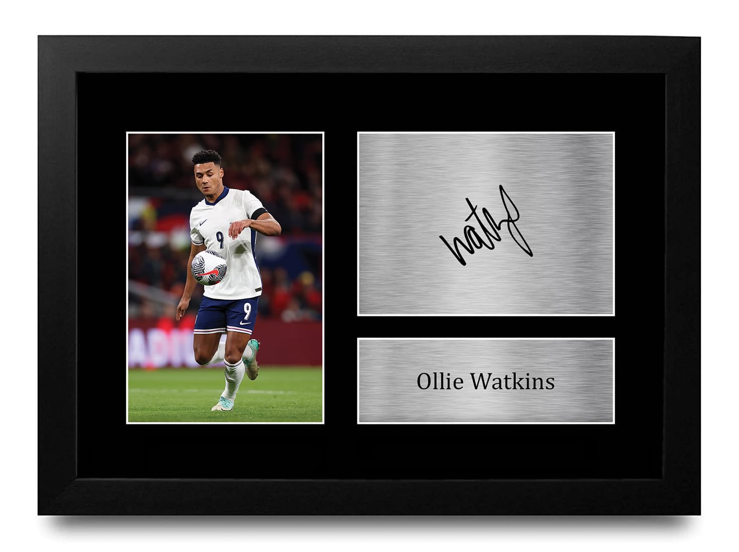 HWC Trading FR A4 Ollie Watkins England Gifts Printed Signed Autograph Picture for Football Fans and Supporters - A4 Framed