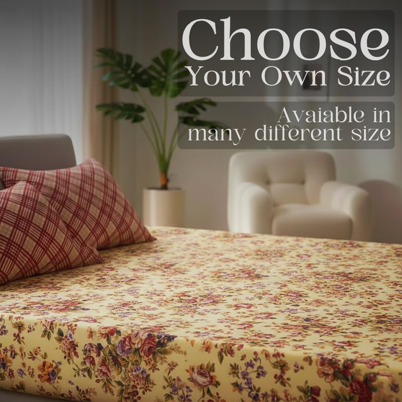 Image of Utopia Bedding Poly Cotton Floral Double Size Bedsheet Set with Bedsheet & 2 Pillow Covers, Ultra Soft Cotton(TAN) 228x245 CM