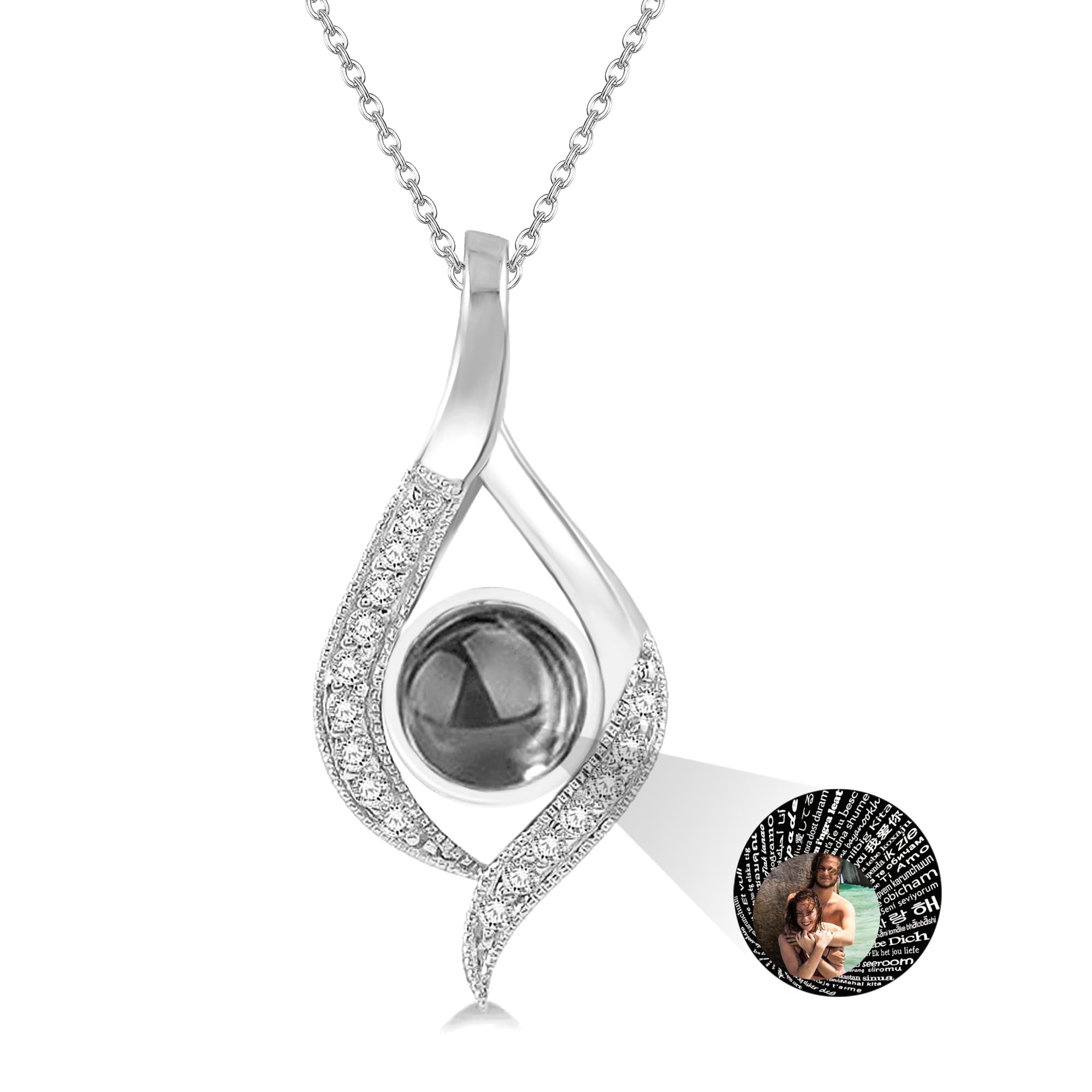 Collana con proiezione di foto personalizzata con immagine all'interno, collana con foto personalizzata, ciondolo a goccia in argento sterling, gioiello commemorativo personalizzato, regalo per donne