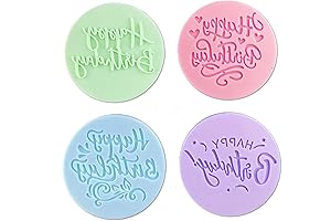 4Pcs Happy Birthday Fondant Embosser 3D Mold for Baking