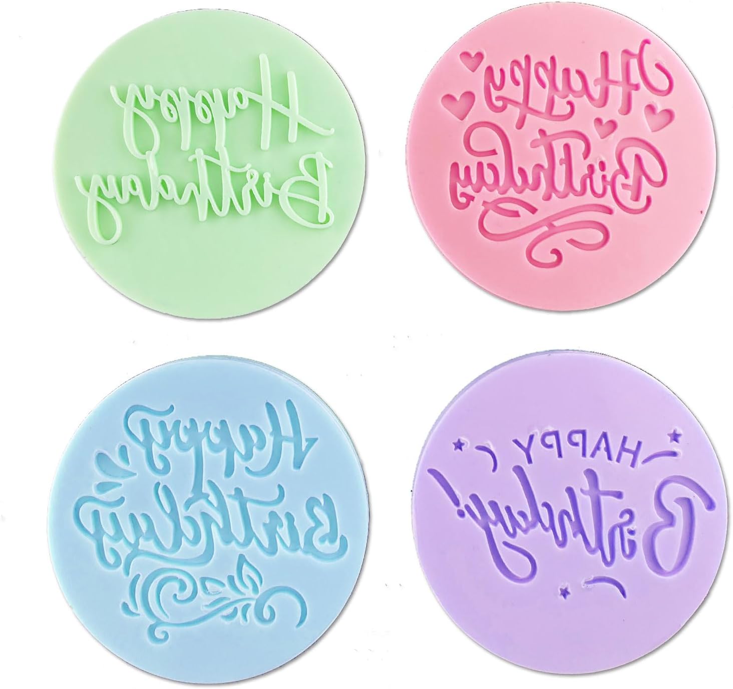 Amazon.com: Mivofun 4Pcs Happy Birthday Fondant Embosser 3D Design ...