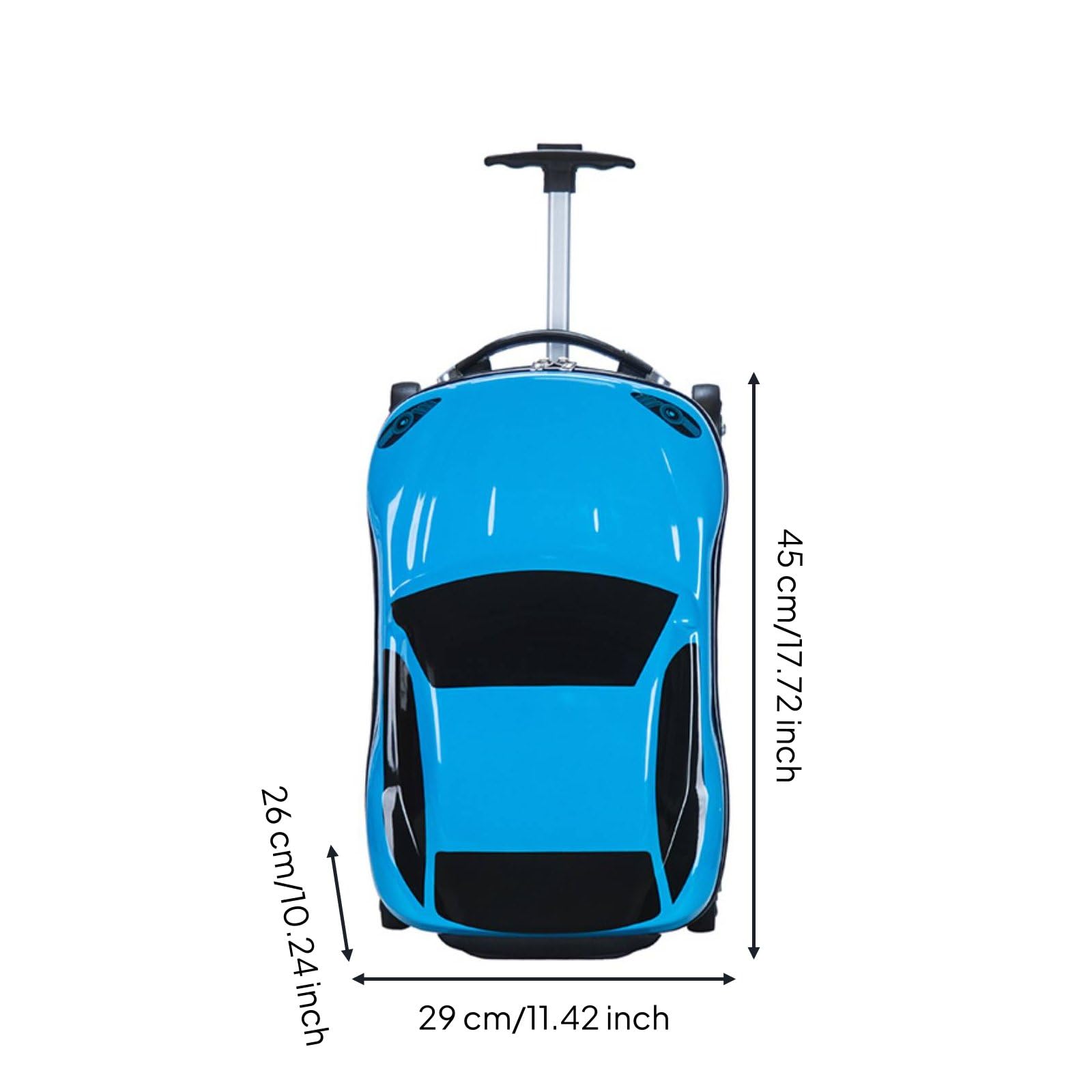predolo Valise Enfant Forme Voiture Roues, Enfant pour Enfants, Pivotantes Valise Porteur Poignée Télescopique Bagage Cabine Voiture, Garçons, Vacances, Bleu