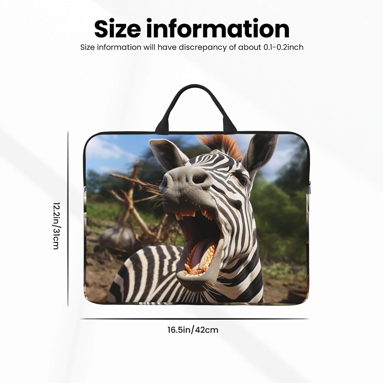 Funny Zebra Laptop Case 14 inch, Shockproof Computer Cover Laptop Sleeve Briefcase Carrying Bag with Handle image 3