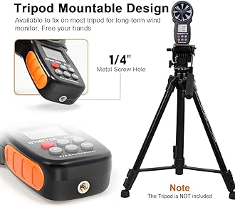 BTMETER Digital Anemometer Handheld BT-100 Wind Speed Meter Gauge, Accurately Measure Wind Temperature Speed CFM with MAX/MIN/AVG, Backlight LCD for Shooting, HVAC, Drone Flying