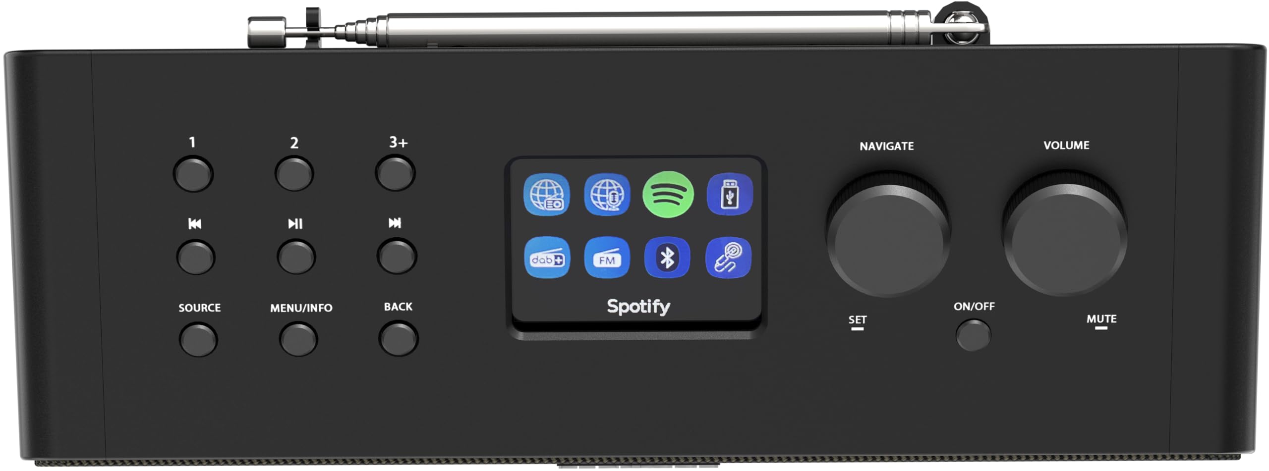 Kenwood CR-ST90S - Smart-Radio mit Li-Ionen Akku, 2,4" Farbdisplay, WiFi Internetradio, DAB+, UKW, Spotify, Bluetooth, 10 W RMS Stereo, USB, AUX-In, USB-C, Bassreflex, OKTIV App, Schwarz