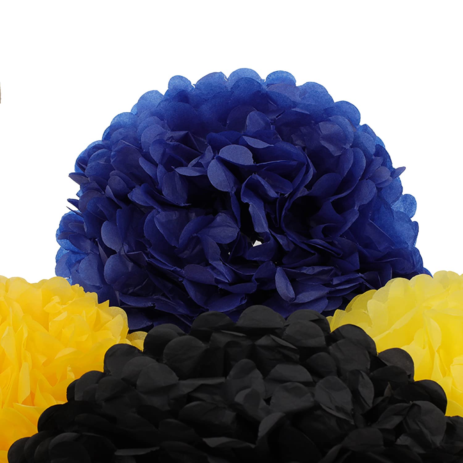 16 Stück Papier-Pompons Aus Seidenpapier – In Blau, Orange, Weiß, Für Partys, Hochzeit, Deko
