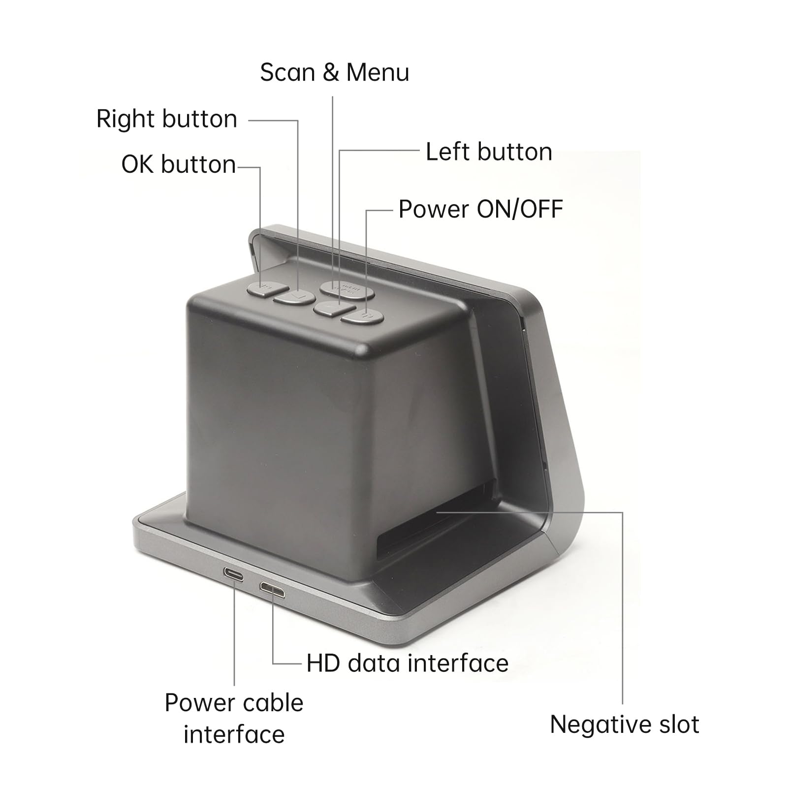 Diyeeni Filmscanner für 35-mm-126-110-Super-8-Dias, Restaurierung Alter Fotos, Digitalisierung mit 5-Zoll-LCD, 16 GB Speicher für PC, MacOS, TV