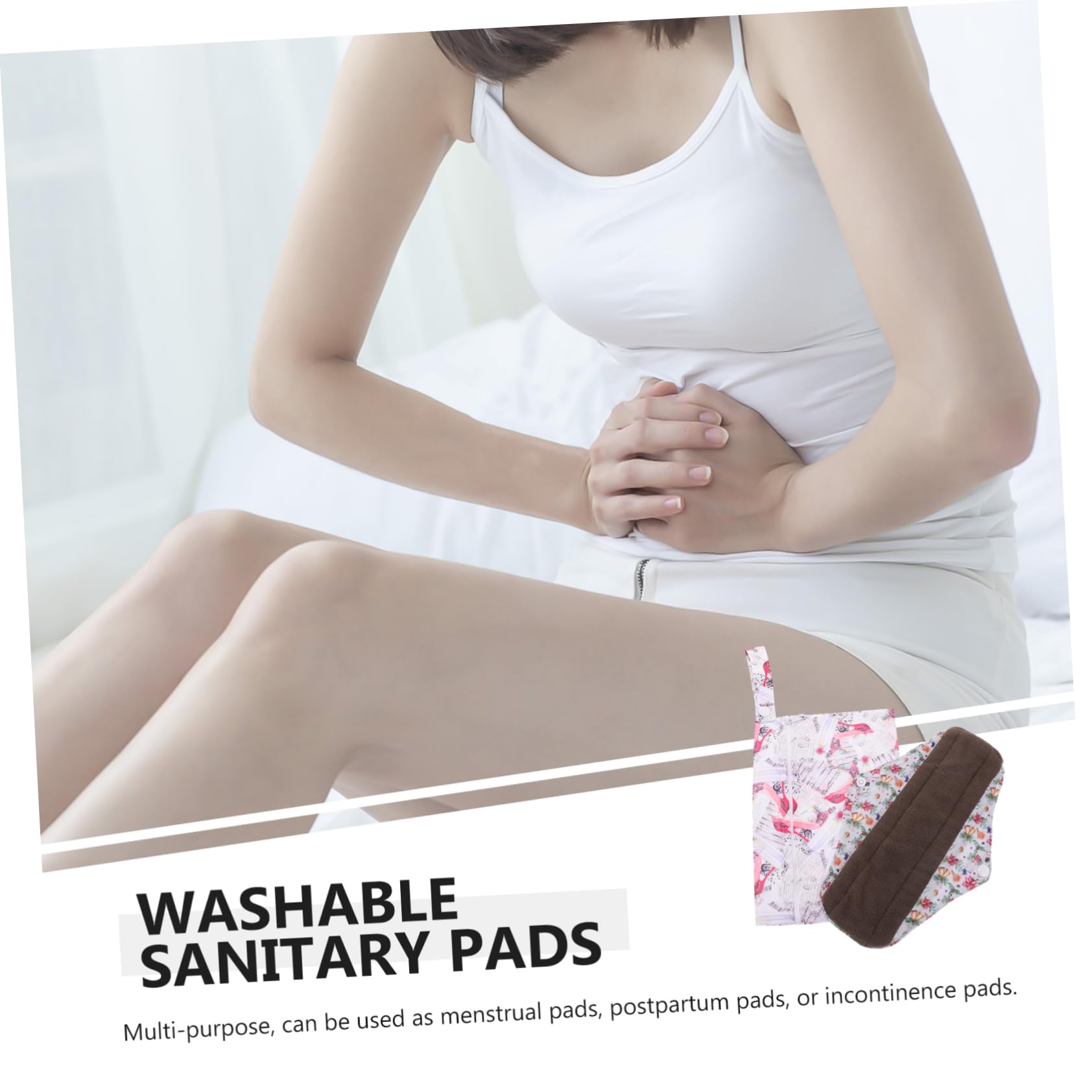 Compresa Sanitaria Reutilizable 6 Piezas Algodón Orgánico | Super Absorbente, para Mujeres y Niñas, Incluye Bolsa de Almacenamiento