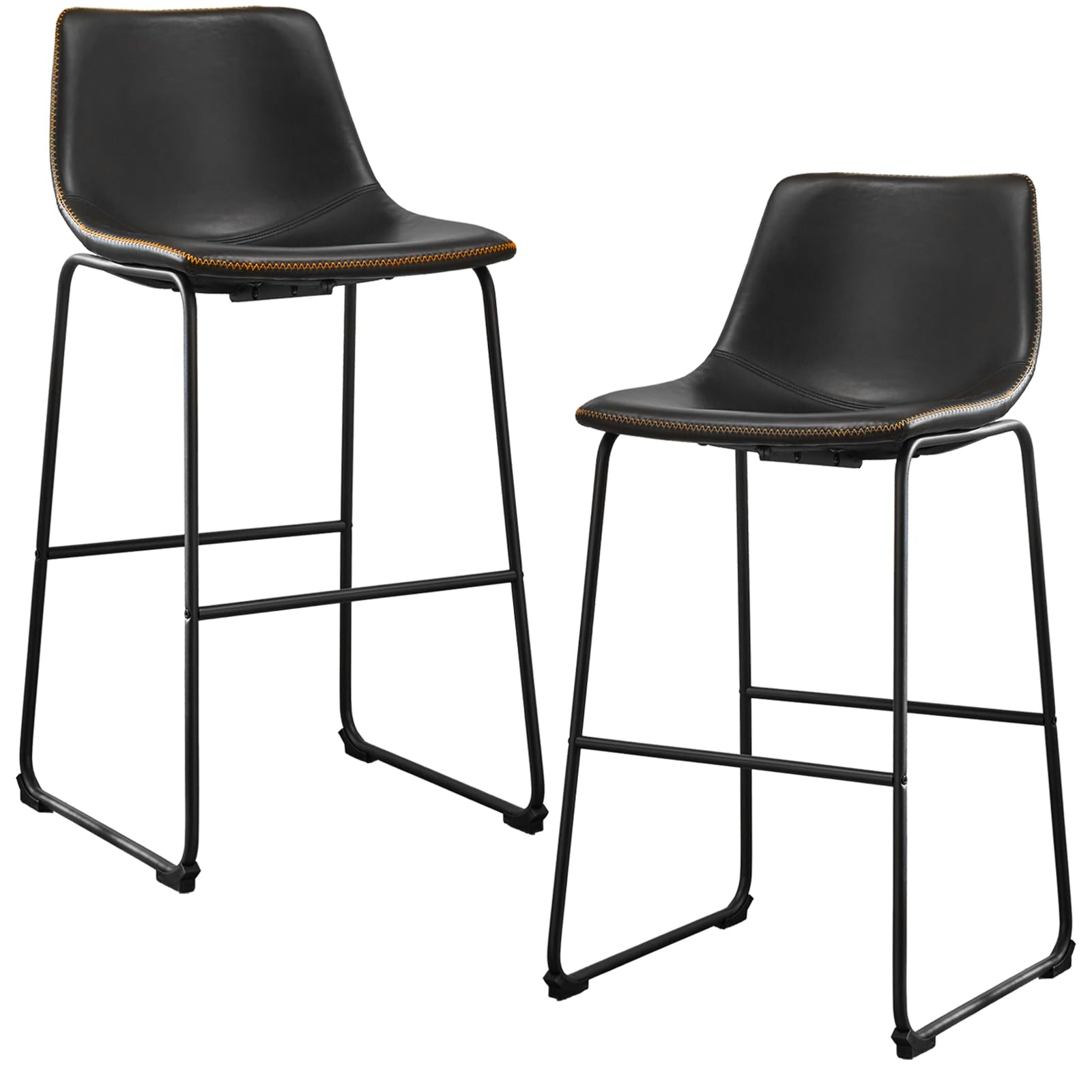 (only 1 pcs) DUMOS Counter Height Bar Stools Set of 2, Dining Room Chairs, Leather Barstools Modern Bar Stools with Back, 30 inch Counter Stool Armless Bar Chairs with Metal Legs, Footrest