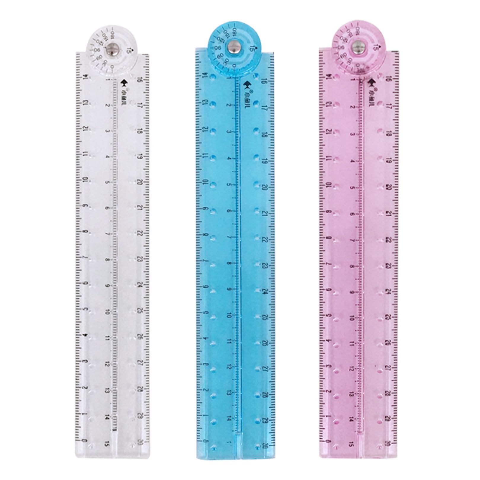 Czdtq Transparent 3 Pcs Folding Ruler 30Cm,Foldable Ruler 15Cm, Straight Rulers,Shatterproof Plastic Geometric Rulers,Ideal For School Children Kids Office(Pink Blue )