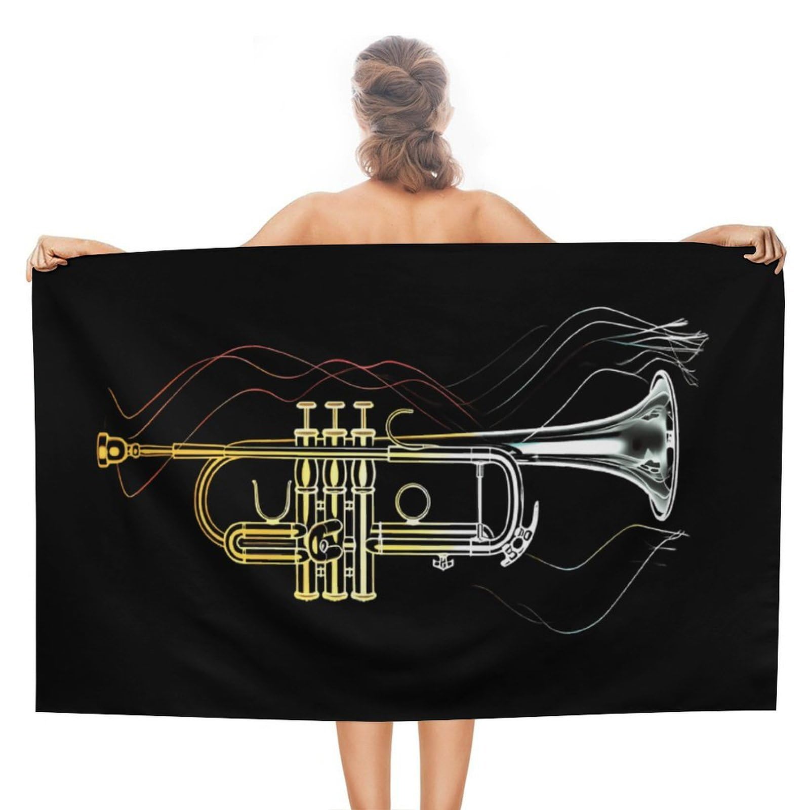 Nclqvjxzkhw Women's Style Trumpet Beach Towel For Adults Lightweight Bath Towels Swim Travel Gym Sports 130×80Cm