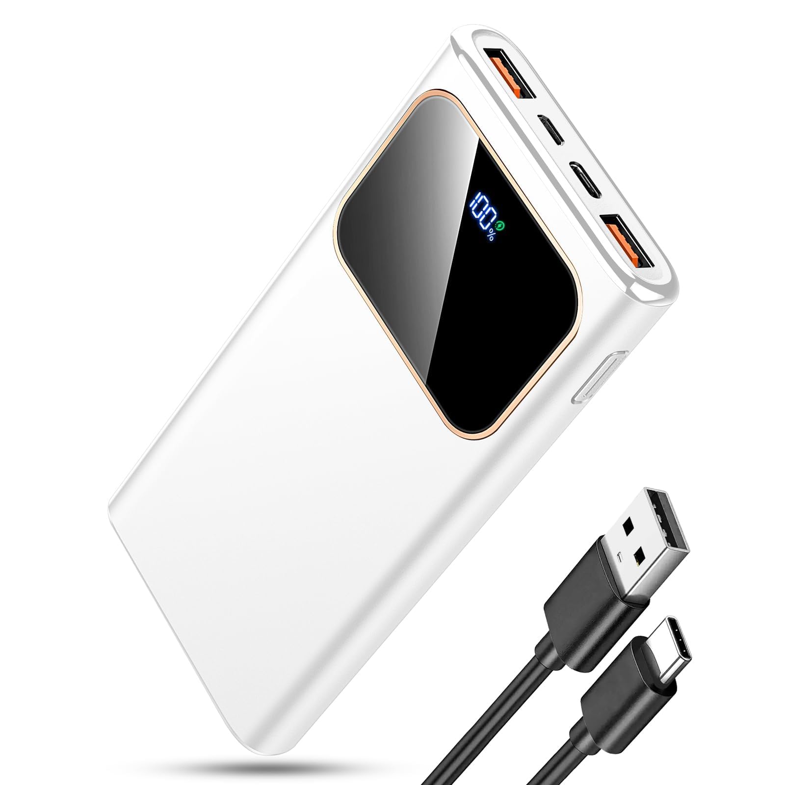2026 Power Bank Fast Charging,Bateria Externa Carga Rapida 10000mAh 22.5W Cargador Portatil con Entrada y Salida USB C, para iPhone 17/16/15/14 Air Pro MAX Plus Mini, para Samsung Android（Blanco）
