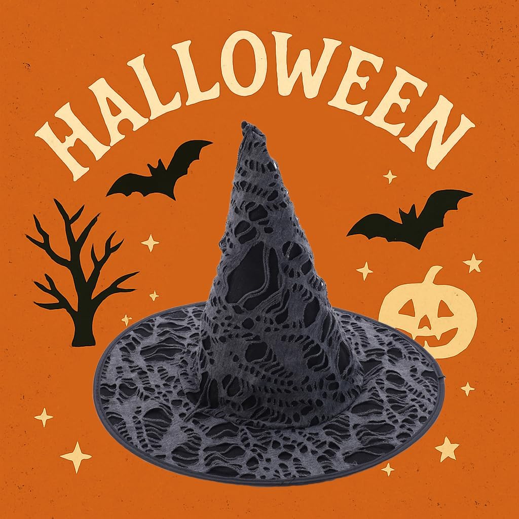 Witch Hat,wizard hat, Witch Costume – Spooky Vintage Halloween Accessory for Cosplay & Costume Parties