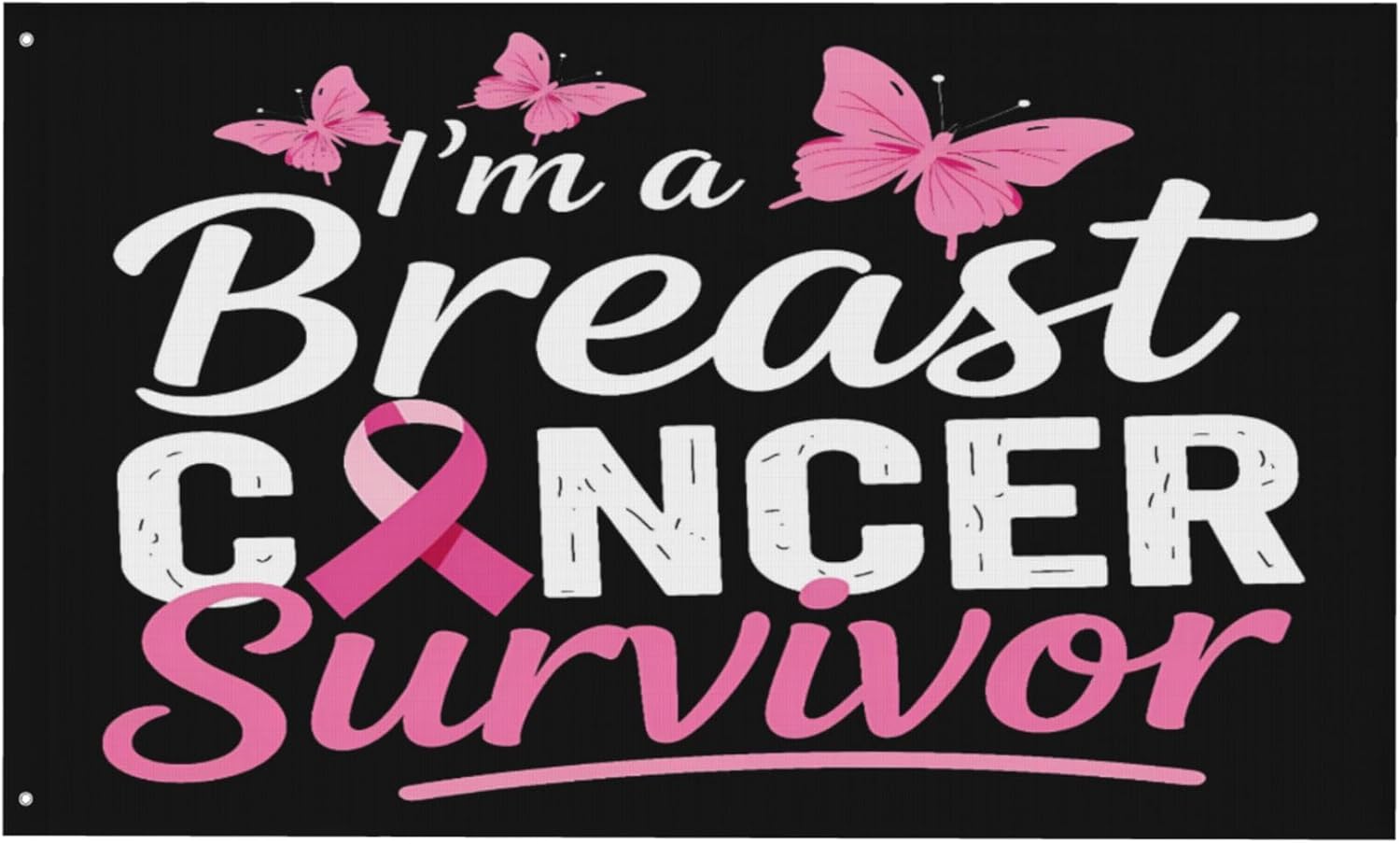 5x8 Ft I'm A Breast Cancer Survivor Flag Cure Breast Cancer Awareness Garden Flags for Outside Double Sided 3-PLY Yard Signs Decor