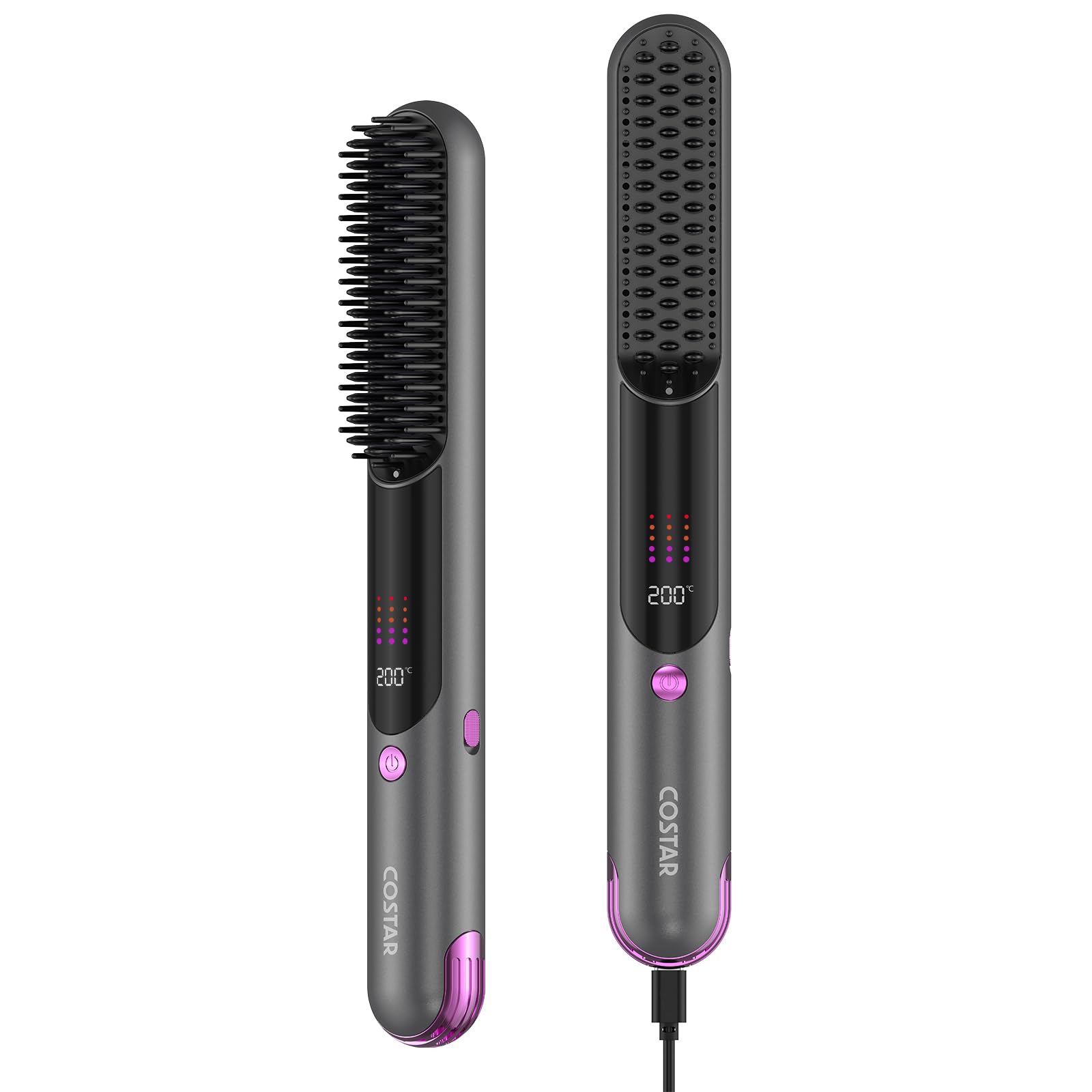 COSTAR Cordless Hair Straightener Brush - Portable Straightening Brush for Travel, Type-C Charging, Mini Hot Straightening Comb for Women & Men, Ceramic Coating, Lightweight for Touch-ups, Anti-Scald-image-46