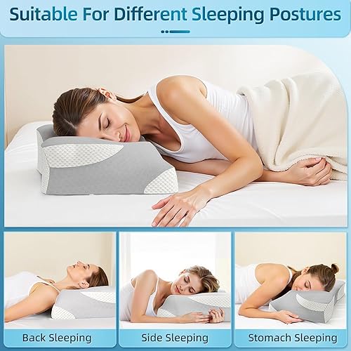Miniatura 3 de Almohada cervical para dormir  Almohadas de espuma viscoelástica para dolor de cuello y hombros, almohada refrescante para dormir de lado con