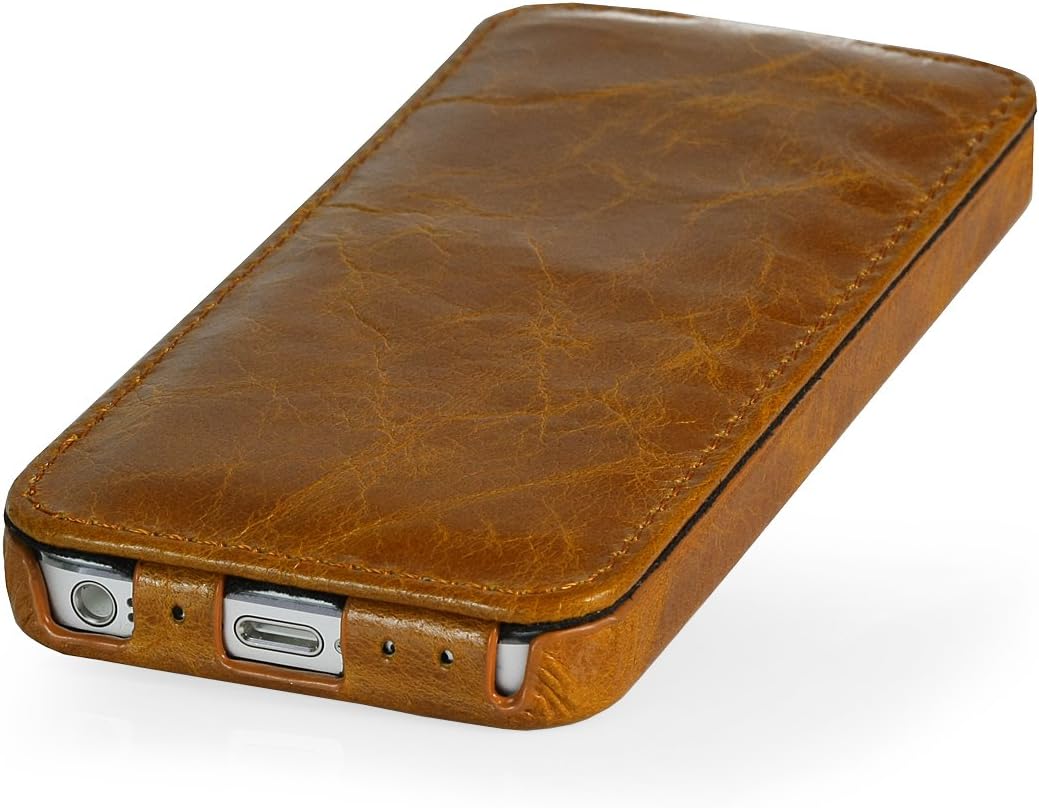 StilGut UltraSlim Genuine Leather Case for Apple iPhone SE & iPhone 5s & iPhone 5, Lawa Yellow