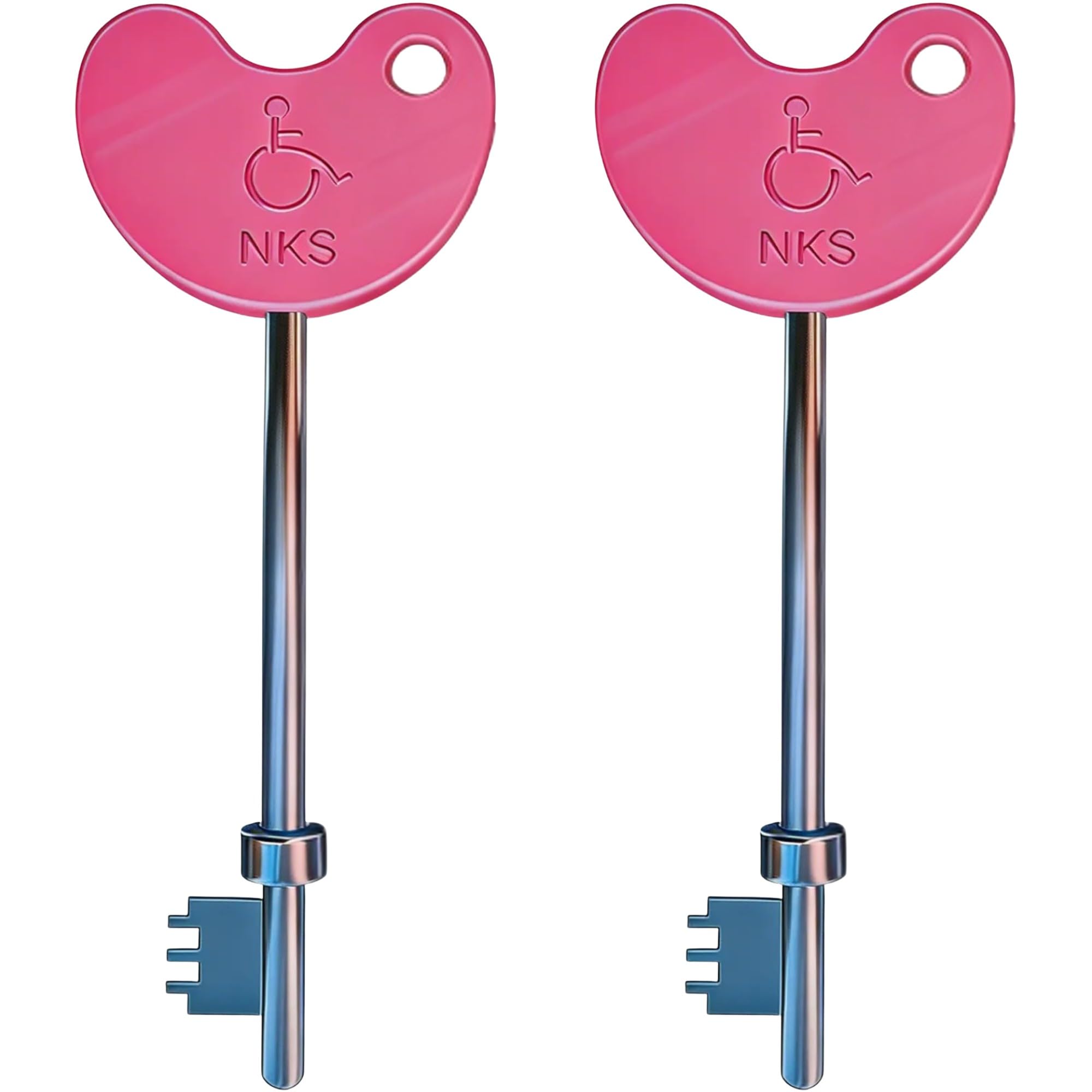 2 Pack Pink Radar Disabled Toilet Keys | UK NKS Compatible | Braille Easy-Grip Heads | Durable Steel Shafts | Spare or Shared Access