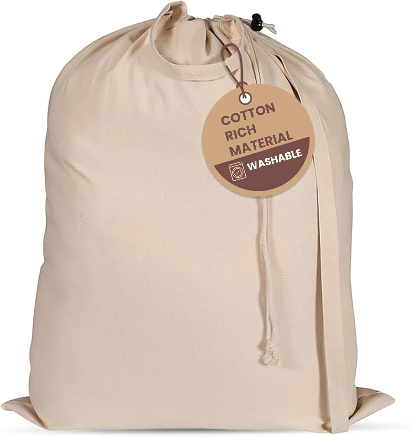 LFH Home Cotton Rich Canvas Large Laundry Bag with Handle, Heavy Duty Drawstring Closure Washable Laundry Bags School Travel, Home, Hotel, College Dorm, Organizer Sack, Toys 20x30-Natural