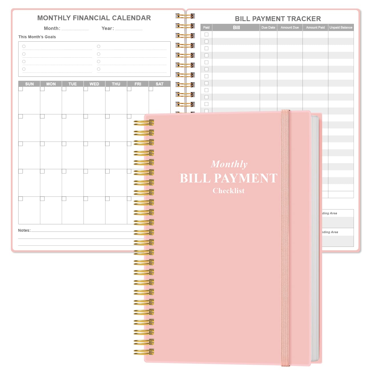 Monthly Bill Organizer - Monthly Bill Payment for Personal Budgeting Financial, Payments Checklist Organizer, 5.8" x 8.5", Pink