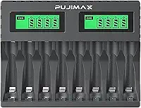 Carregador De Pilhas Aa Aaa Recarregável 8 Slots Lcd Carga Rápida