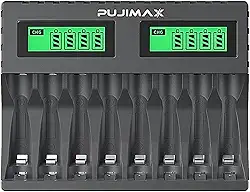 Carregador De Pilhas Aa Aaa Recarregável 8 Slots Lcd Carga Rápida