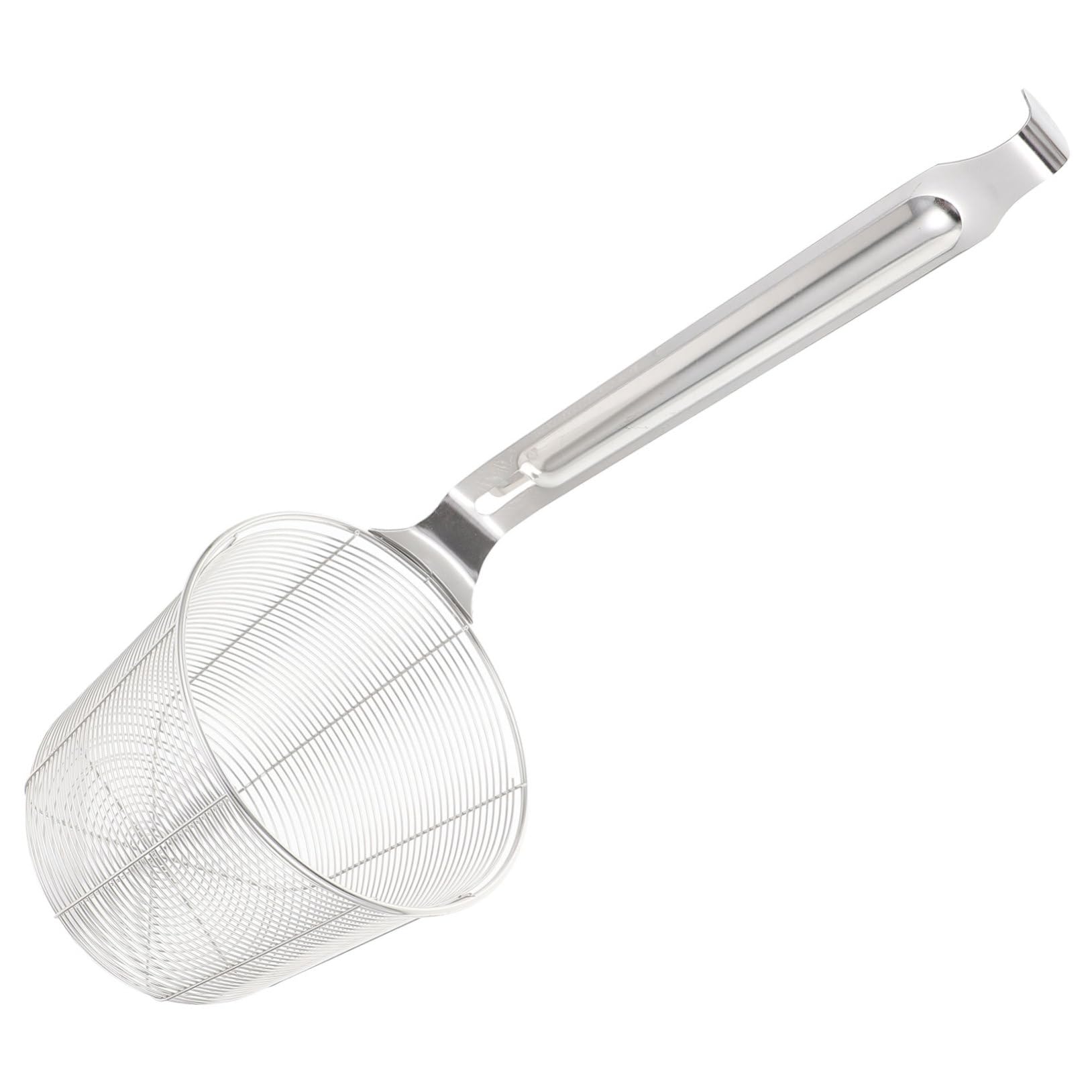 Colador de Acero Inoxidable Resistente Corrosión, Malla Fina para Freír y Escurrir Verduras, Utensilio de Cocina Duradero con Mango Largo para Uso Diario