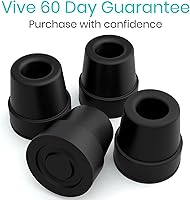 Vista 9 de Vive Quad Cane Tips - Heavy Duty 1/2 inch Replacement Rubber Foot - Black Attachment Base Grip - Accessories for Walking and Standing Stick