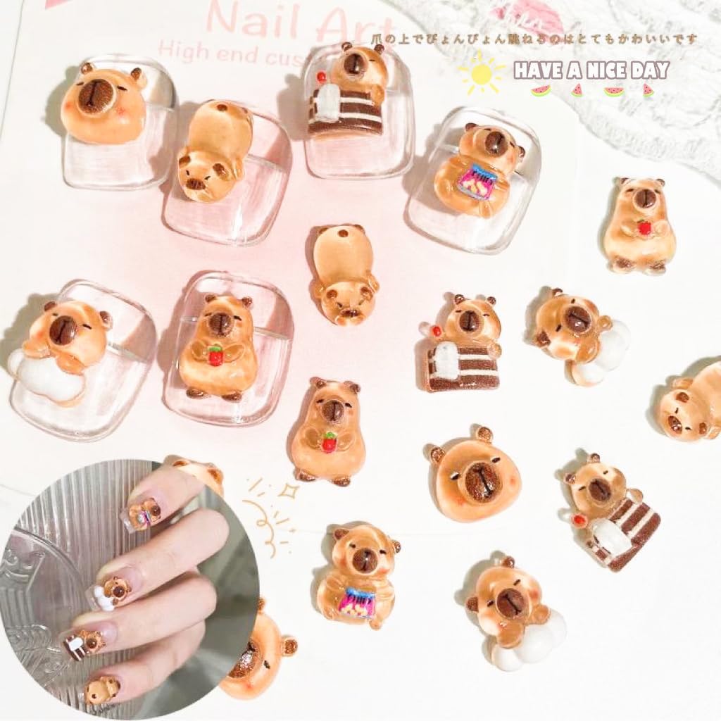 100PCS Mini Capybara Decor Resin Tiny capybaras for Crafts Micro Miniature Capybara for Fairy Garden Dollhouse Micro Landscaping Decoration