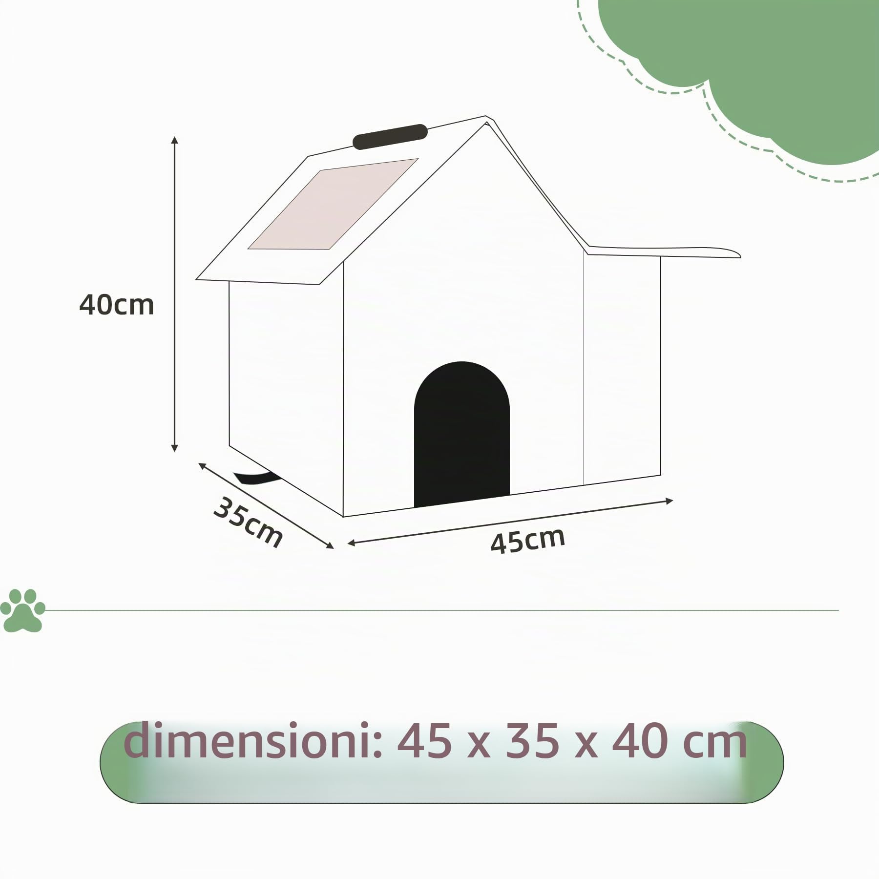 Casetta per Gatti per Esterni Cuccia per Animali Domestici da Esterno Impermeabile Con Cuscino Peluche Pieghevole per Cani e Gatti Rifugio Invernale per Gatti Randagi 45x35x40cm