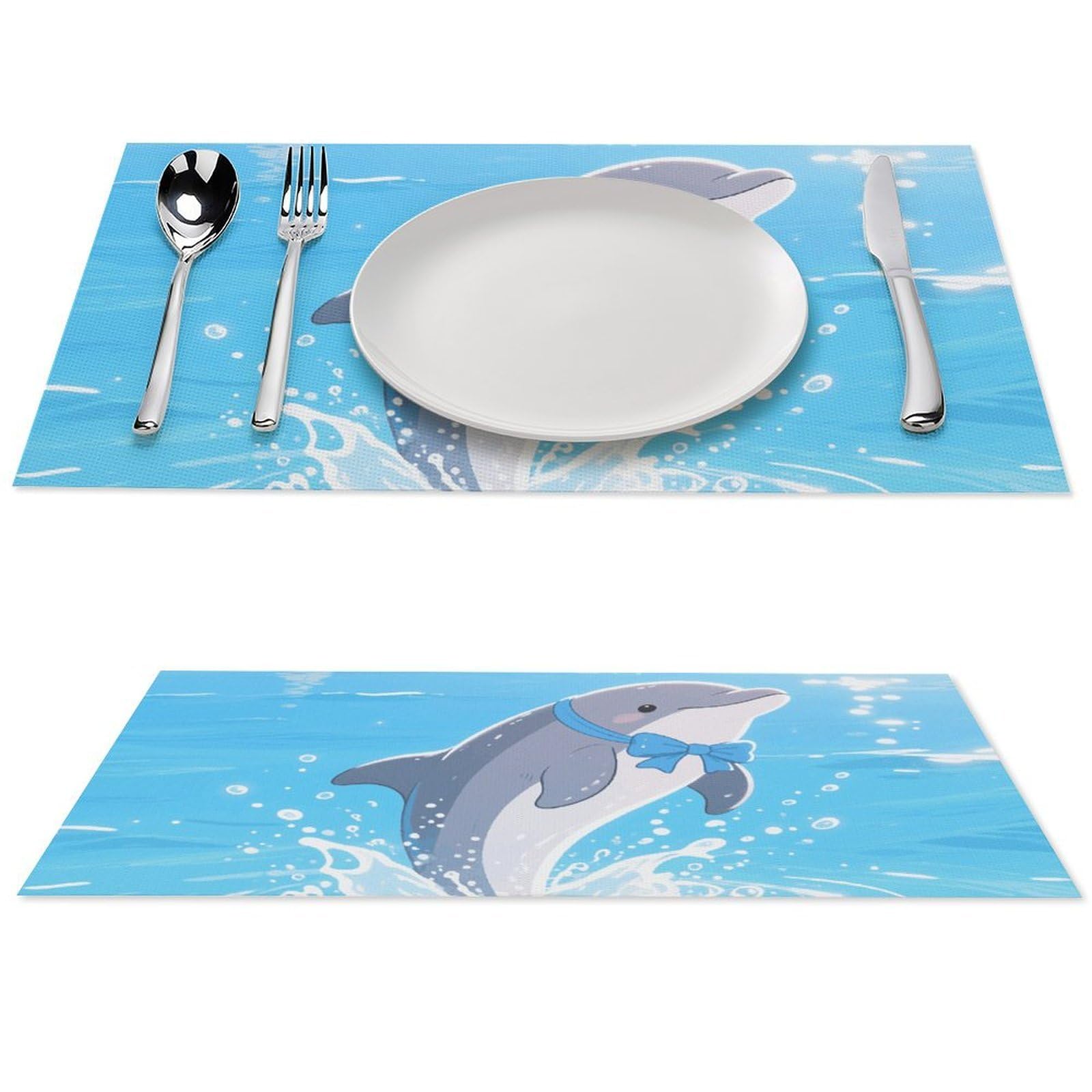 Sets de table antidérapants lavables 30x45cm motif dauphins en PVC