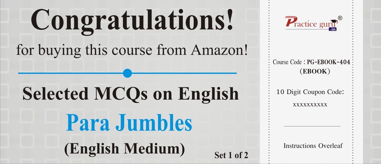Practice Guru Selected MCQs on English - Para Jumbles Set 1 of 2 (Voucher)