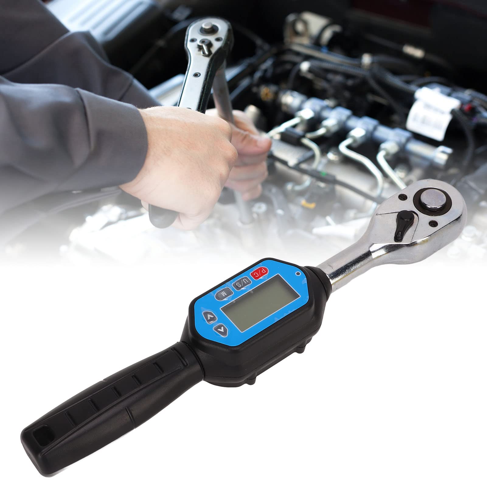 PerGar Mini cyfrowy klucz dynamometryczny, 1/2 cala, cyfrowy klucz dynamometryczny 100 Nm 72-zębowy, dokładność momentu obrotowego ±2% CW, precyzyjne narzędzie elektroniczne z brzęczykiem, kalibrowany
