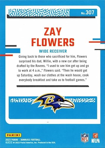 Miniatura 2 de 2023 Panini Donruss Football #307 Zay Flowers Rookie Card