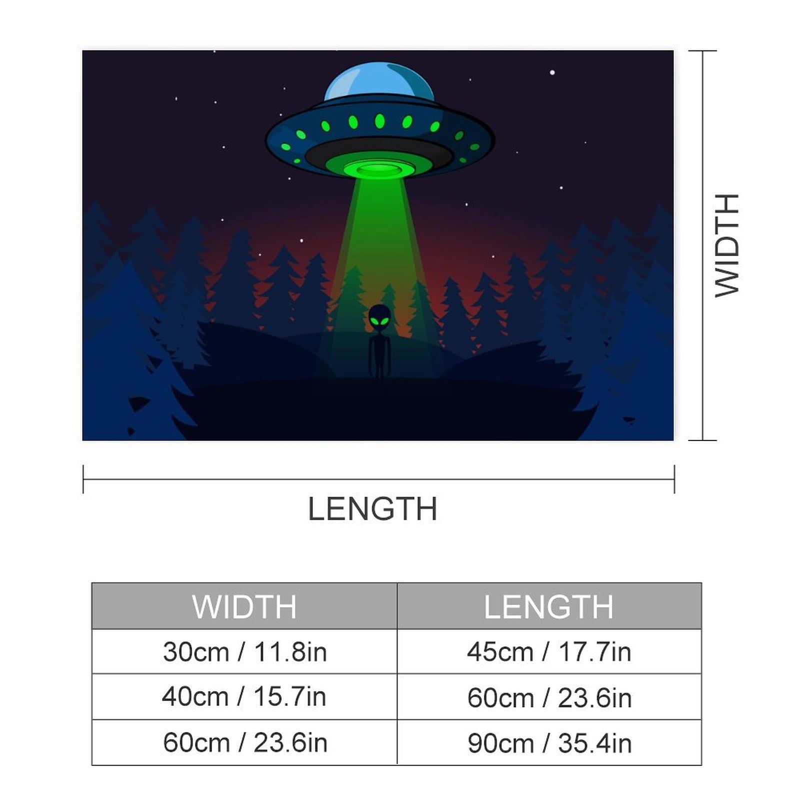 Alien UFO at Night Fashion Poster Letters Self Adhesive Wall Art Prints Durable and Waterproof Home Decor 60 * 90?cm?