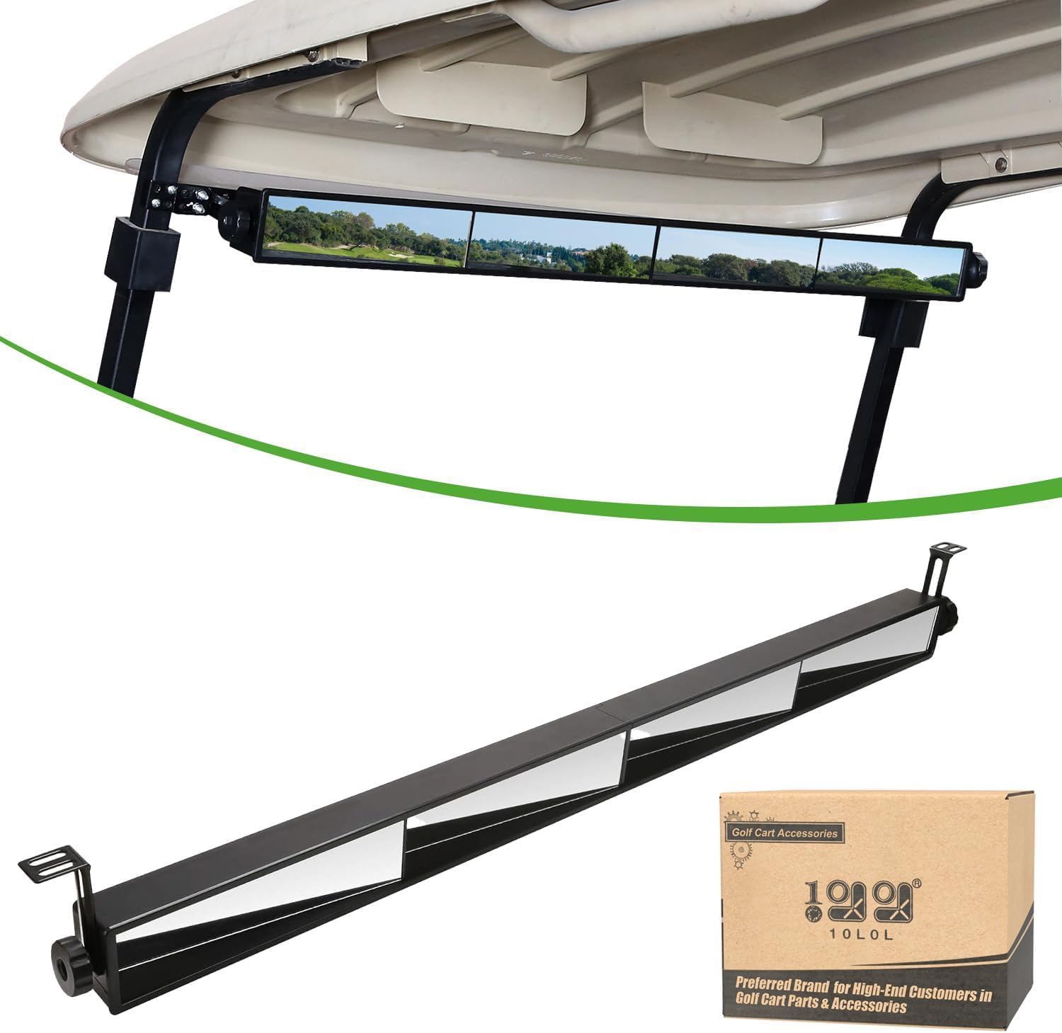 10L0L Universal Golf Cart 4 Panel Mirror for Yamaha, EZGO, Club Car, Wide Angle Interior Rear View Blind Spot Wink Mirror
