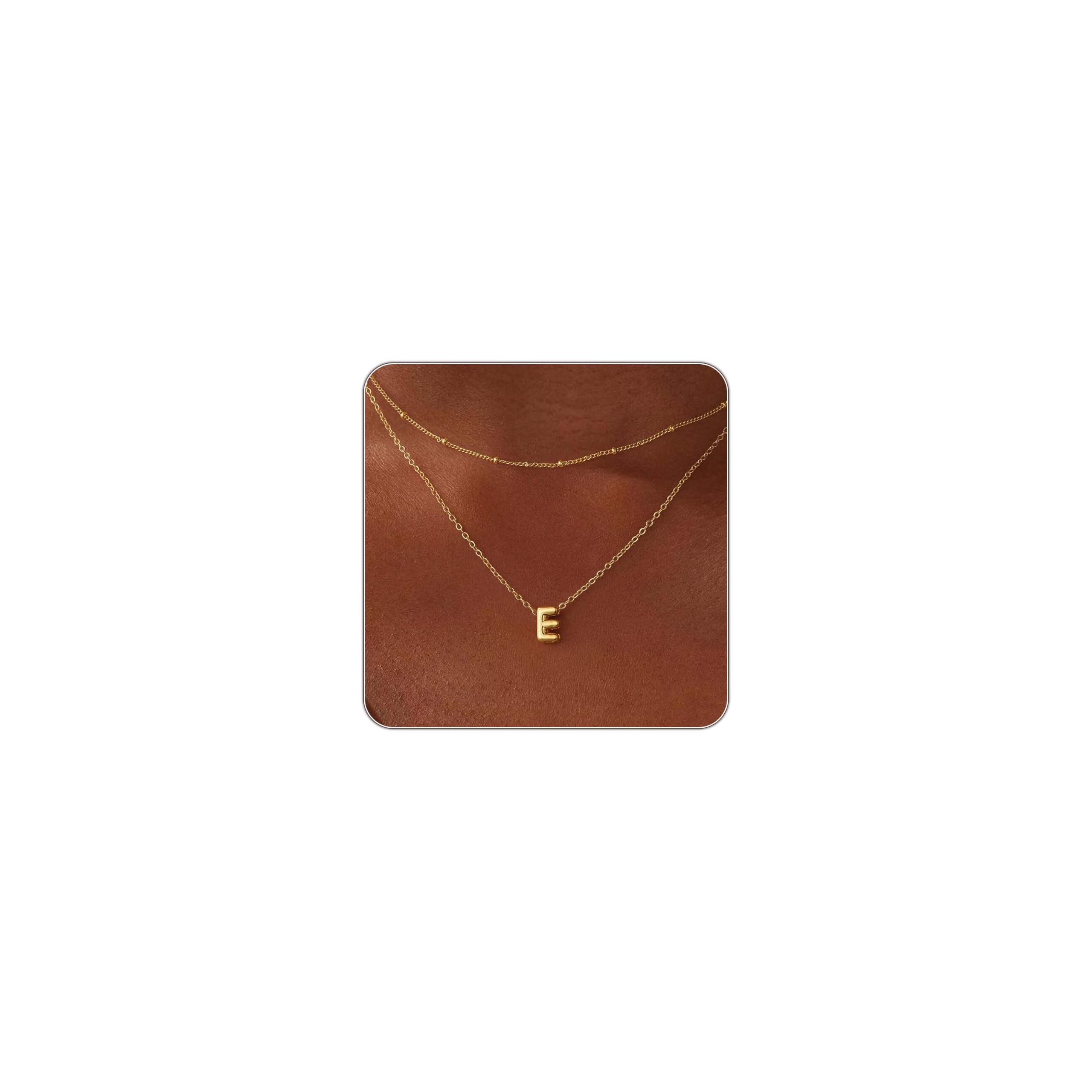 Thaivor Initial Necklaces for Women 14K Gold Plated Bubble Letter Necklace Layered Dainty Cute Choker Pendant Stack Jewelry Fashion Accessories Teen Trendy Gift