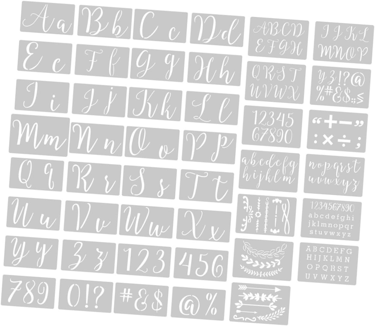 HEMOTON 45pcs Wear-Resistant Plastic Letter Stencils for Painting DIY Wall Art Creative Painting Templates Portable Washable Drawing Stencils for Crafts and Home Decor